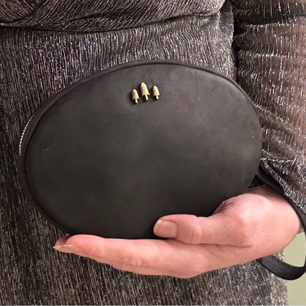Roswell Pouch wristlet Large with brass accents in Shadow black 🦄